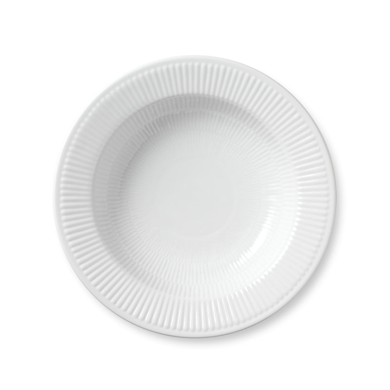 Royal Copenhagen hvid Riflet dyb tallerken 30 cm