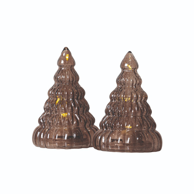Sirius Lucy træ lysdekoration brun glas H - 9 cm 2 stk.