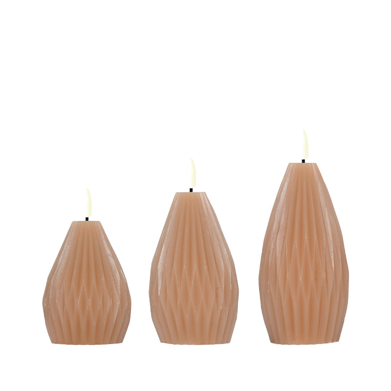 Enjoy Elipse LED vokslys sand 3 stk.