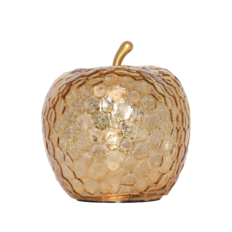 Enjoy LED glas æble guld H 17 cm
