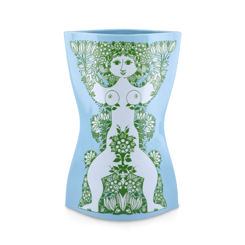 Bjørn Wiinblad Nina vase blå/grøn H28,5 cm