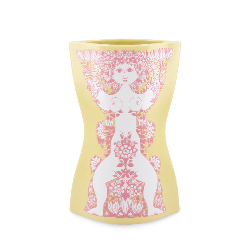 Bjørn Wiinblad Nina vase gul H22 cm