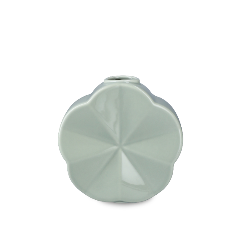 Lyngby Porcelæn Flower snerle vase grøn H14 cm