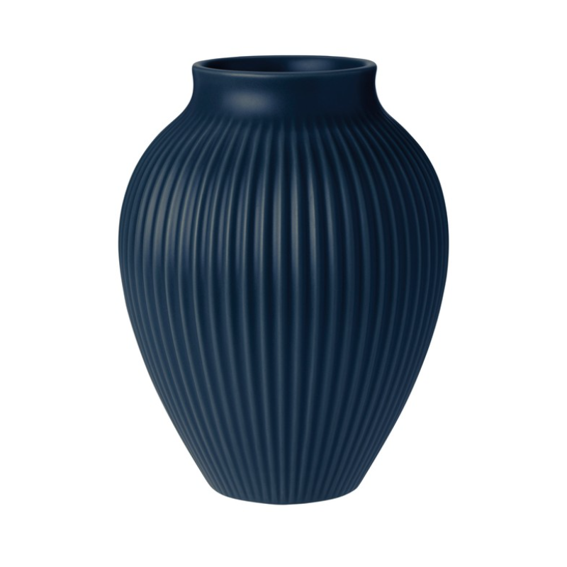 Knabstrup Keramik Ripple vase mat mørkeblå H 20 cm