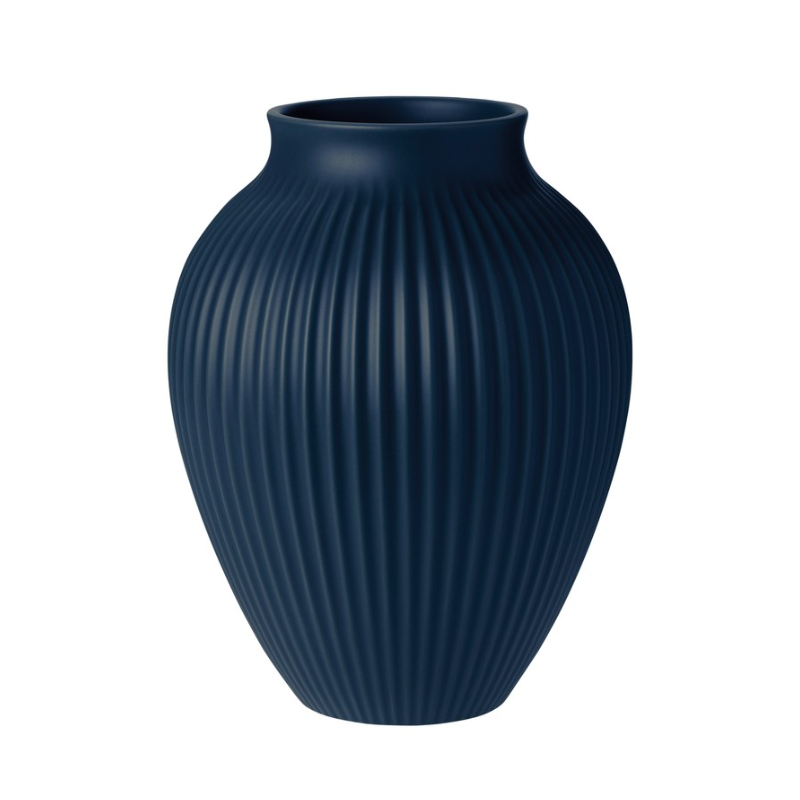 Knabstrup Keramik Ripple vase mat mørkeblå H 27 cm