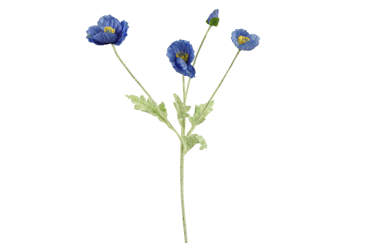 Kunstig Valmue Buket Blå H61 cm