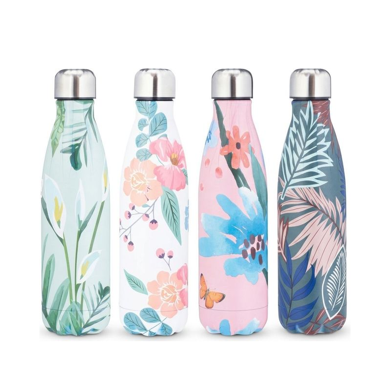 1 stk. Termoflaske - 4 assorterede design 0,5 liter - vi kan ikke garantere hvilken farve der afsendes