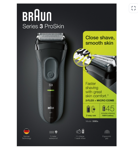 Braun Serie 3 ProSkin 3000s Barbermaskine