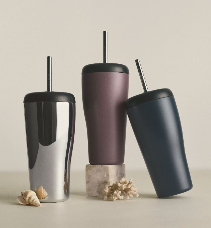 Georg Jensen Sky termokop med sugerør stål 40 cl