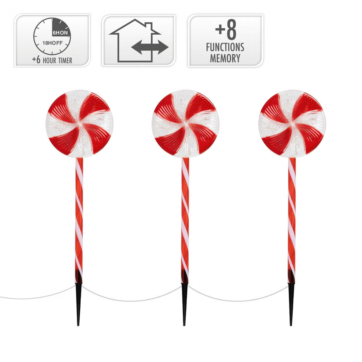 LED Juleslikkepinde 62 cm. 3 stk.