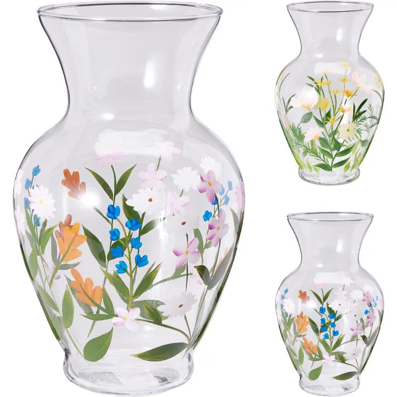 Glasvase med blomsterprint