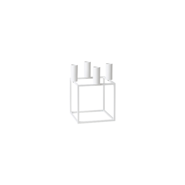 By Lassen Kubus 4 lysestage - hvid - 14x14 cm