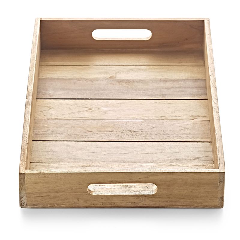 Bakke med håndtag - teak - 45x30 cm