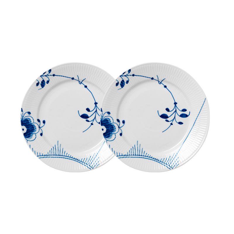 Royal Copenhagen Blå Mega Riflet Frokosttallerken 2 pak.