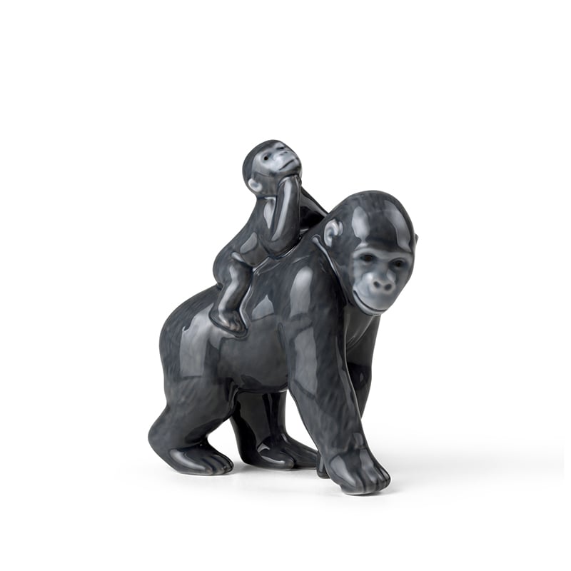 Royal Copenhagen årsfigur 2023 gorilla med baby