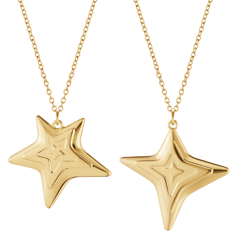 Georg Jensen 2021 ornament fire- og femtakket stjerne i kæde forgyldt
