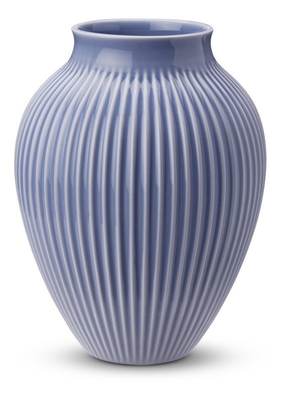 Knabstrup vase riller, 20 cm lavendelblå