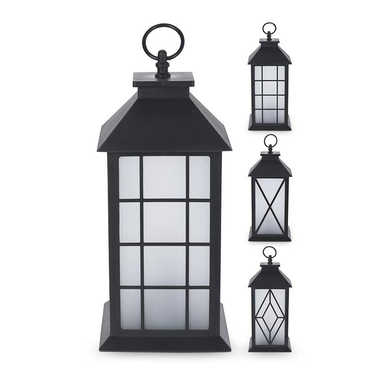 LED lanterne 30 cm sort