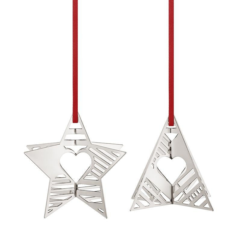 Georg Jensen 2019 ornament - stjerne og juletræ palladium