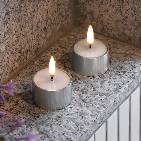 Uyuni MELTED LED-vindlys 2 stk sølv Ø 4,1 cm