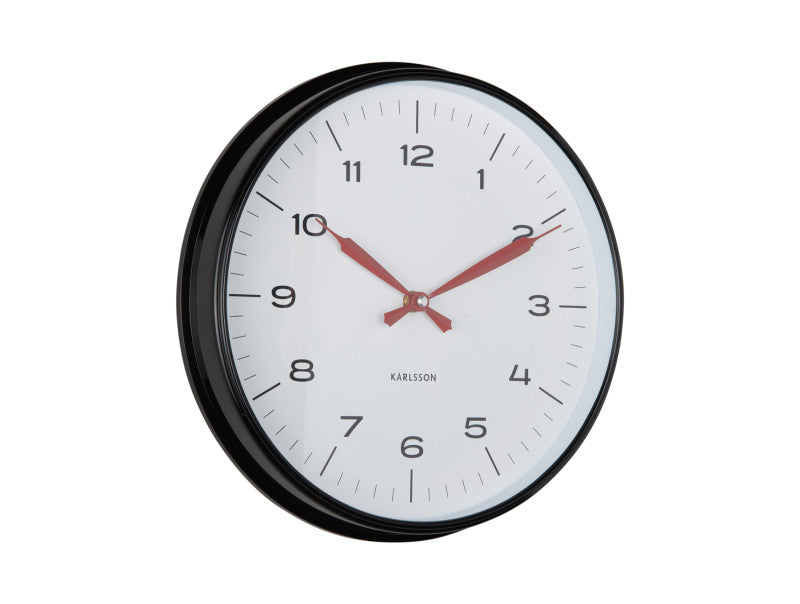 Karlsson Modern Factory, Vægur Ø30 cm - Sort/Rød