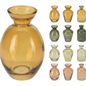 1 stk Vase i glas. Str. 10 cm. 4 ass. farver - vi kan ikke garantere hvilken farve der afsendes!