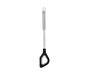 Grydeske/røreske med hul, stål/sort  32,5 cm
