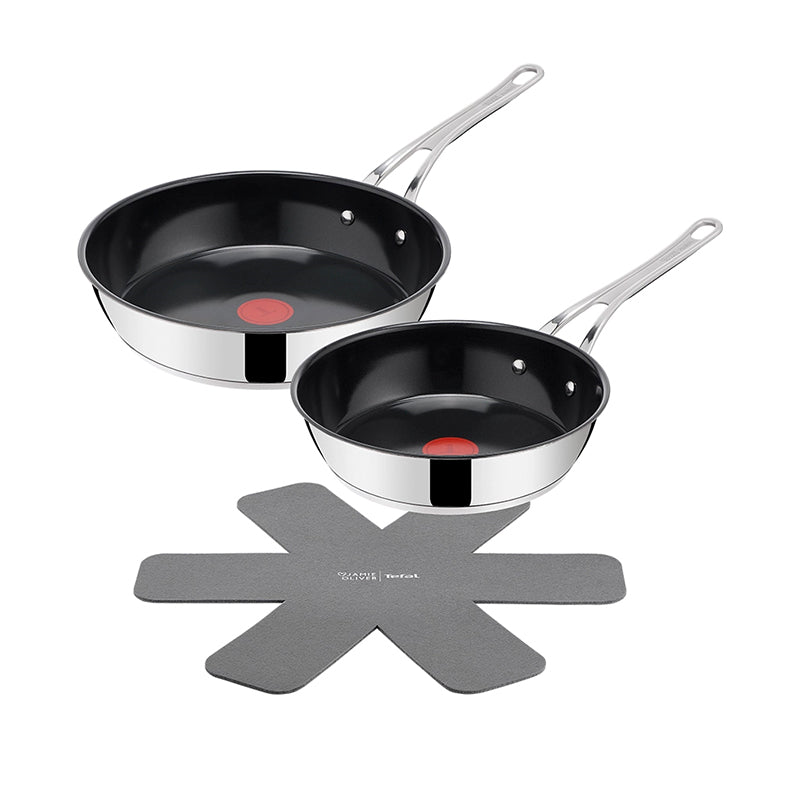 Tefal Jamie Oliver Cook's Classic stegepandesæt sort Ø24+28 cm + pandebeskytter