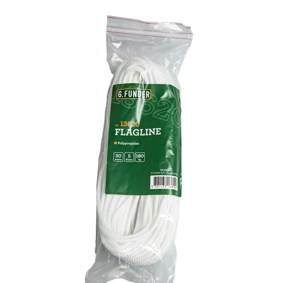 G.Funder Flagline, flettet pp, 5 mm, 20 meter