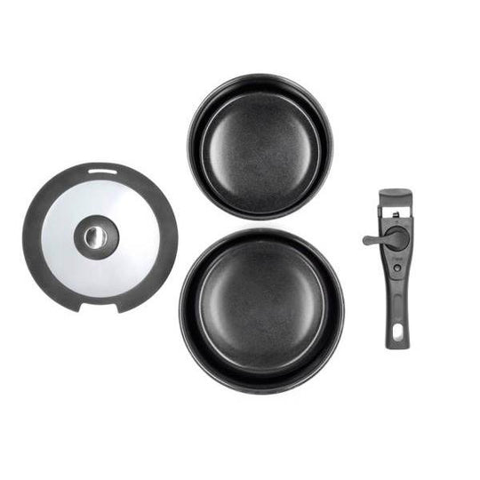 HOLM Grydesæt m. aftageligt håndtag 1,1 + 2,4 liter - Sort