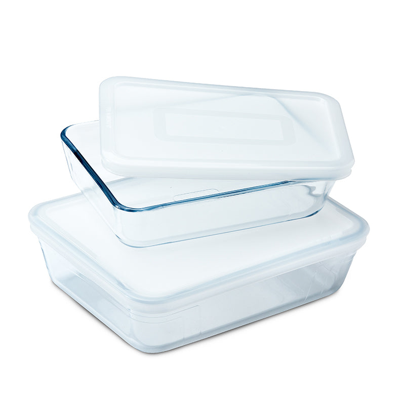 Pyrex Cook & Freeze fadsæt glas 19x14 cm og 22x17 cm.