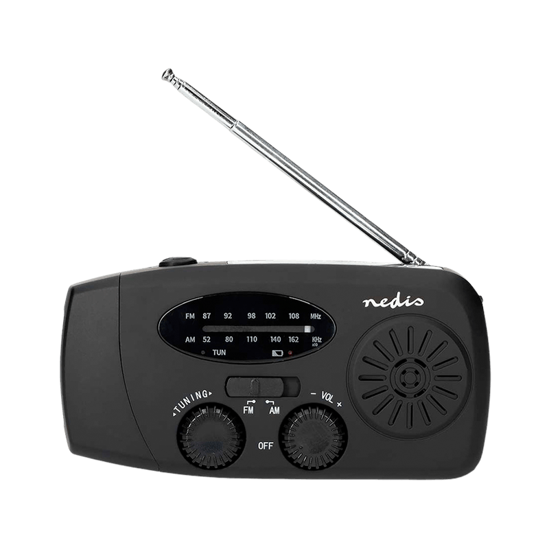 Nedis AM/FM nødradio med håndsving, solpanel og powerbank