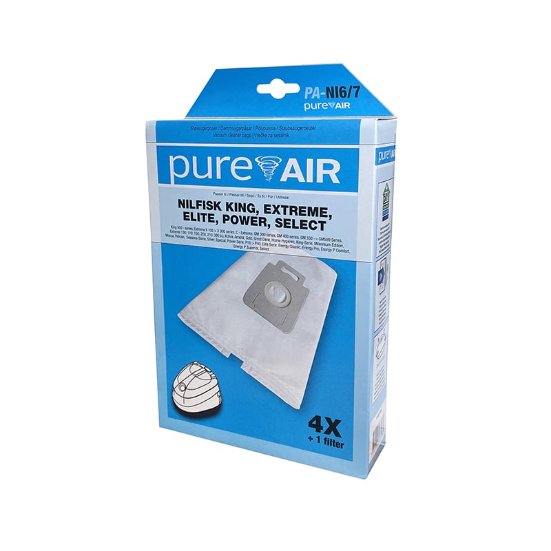 PureAir Nilfisk King, Extreme, Elite, Power, Select støvsugerpose 4 stk. PA-NI6/7