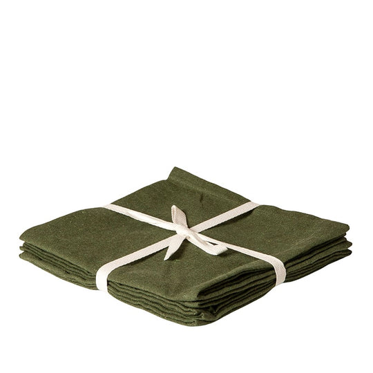 Mundserviet hør olivengrøn 40x40 cm 4 stk.