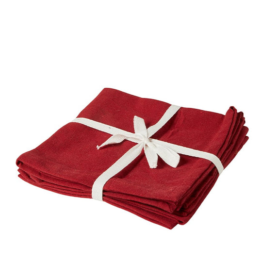 Mundserviet hør rød 40x40 cm 4 stk.