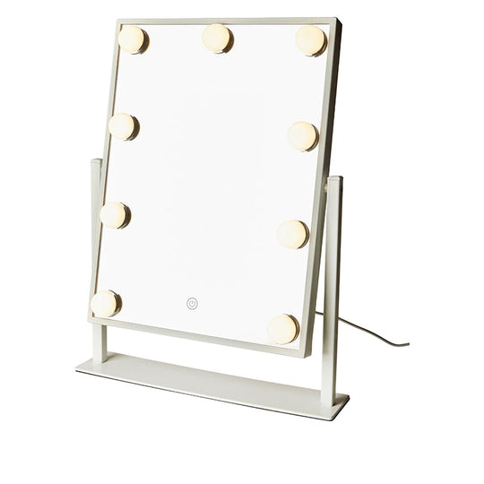 Makeup spejl med 9 pærer hvid