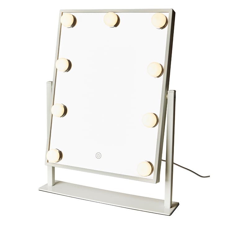 Makeup spejl med 9 pærer hvid