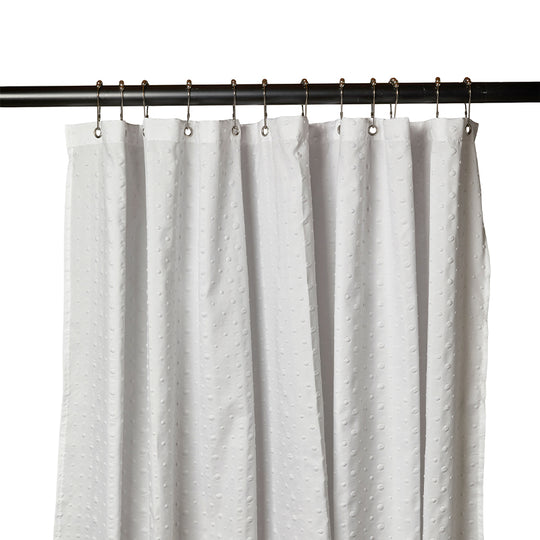 Bruseforhæng inklusiv ringe hvid 180x200 cm