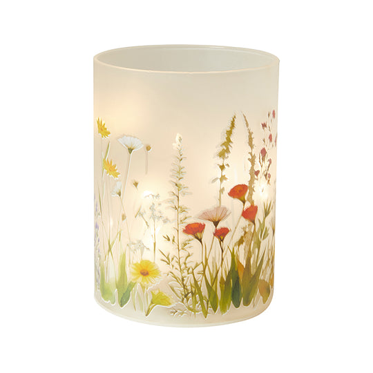 Lysestage blomstermotiv og lyskæde i LED Ø9x12 cm