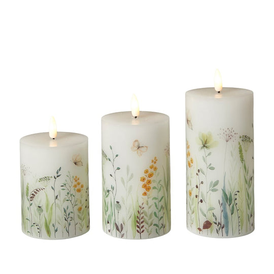 LED lys hvid med blomster 3 stk.