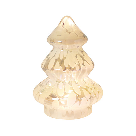 Juletræ hvid glas LED H13 cm