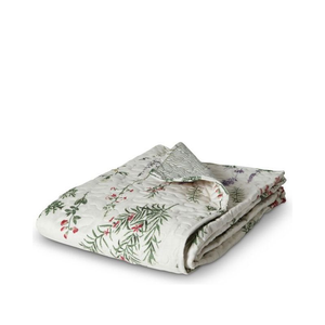 Picninc tæppe Flora offwhite + grønne striber 130x170 cm