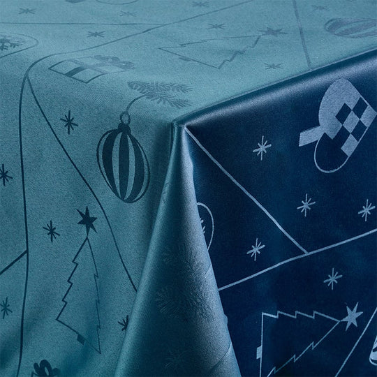 Nordisk Tekstil Juletid damask dug blå 140x320 cm