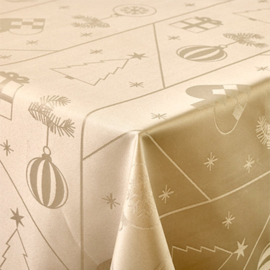 Nordisk Tekstil Juletid jacquardvævet dug hørfarvet Ø180 cm