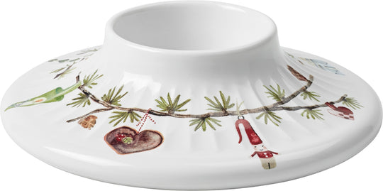 Hammershøi Christmas Bloklysestage, hvid m. deko - Ø13 cm.