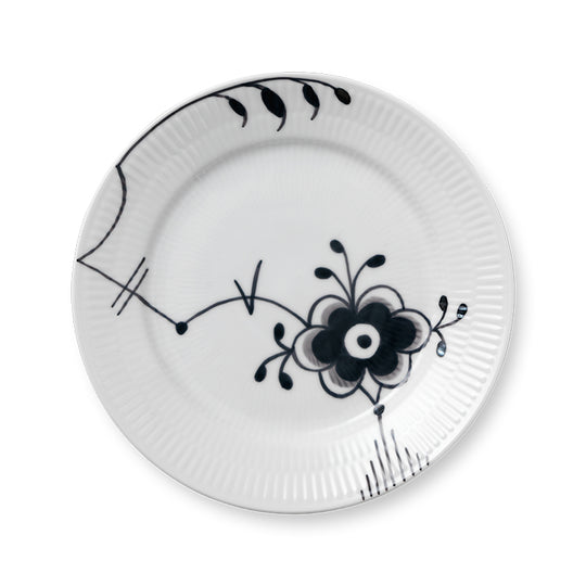 Royal Copenhagen Sort Mega Riflet deco. nr. 6 tallerken 19 cm