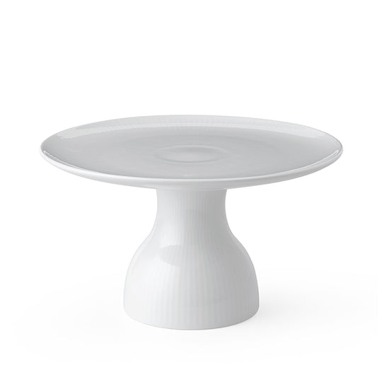 Royal Copanhagen Hvid Riflet fad på fod 20 cm