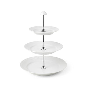 Royal Copenhagen Hvid Riflet étagère med 3 lag