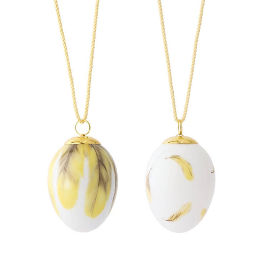 Royal Copenhagen påskeæg 2025 pirolfjer 2 stk.  6 cm