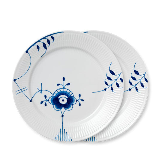 Royal Copenhagen Blå Mega Riflet tallerken 27 cm - 2 pak.